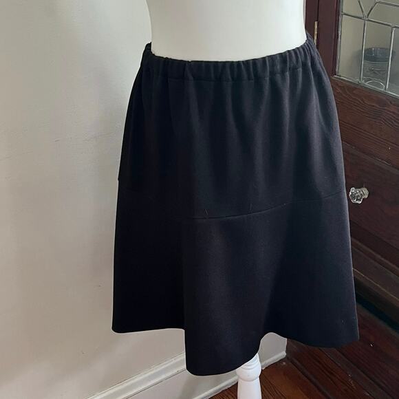 80s/90s Vintage Homemade Black Full Skirt Size XS Elastic Waist Midi Minimalist - Picture 2 of 16